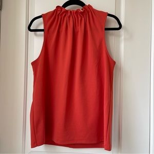 Dark coral rouched neck tank top